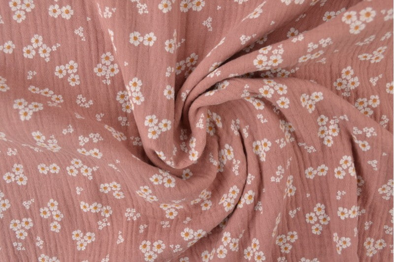Musselin Blümchen dunkles altrosa