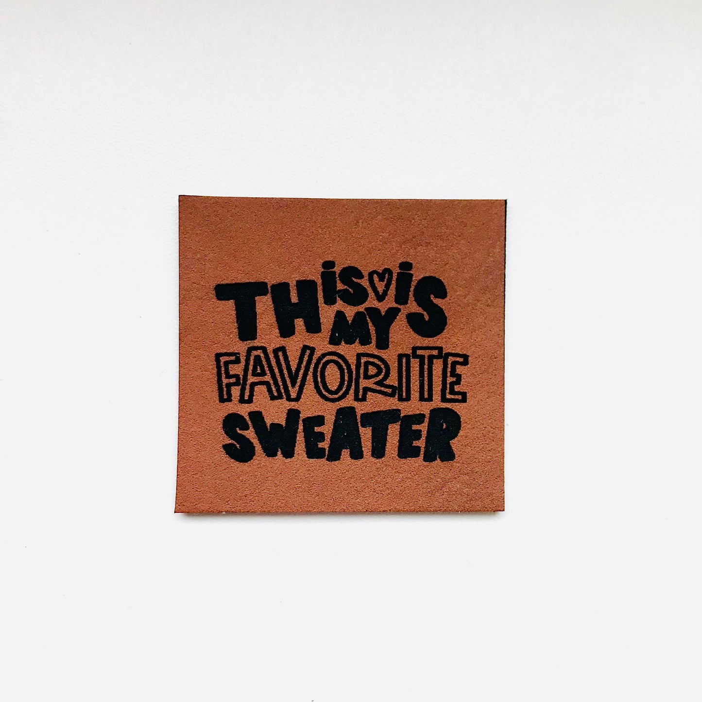 Lederlabel „Favorite Sweater“ 4 x 4 cm