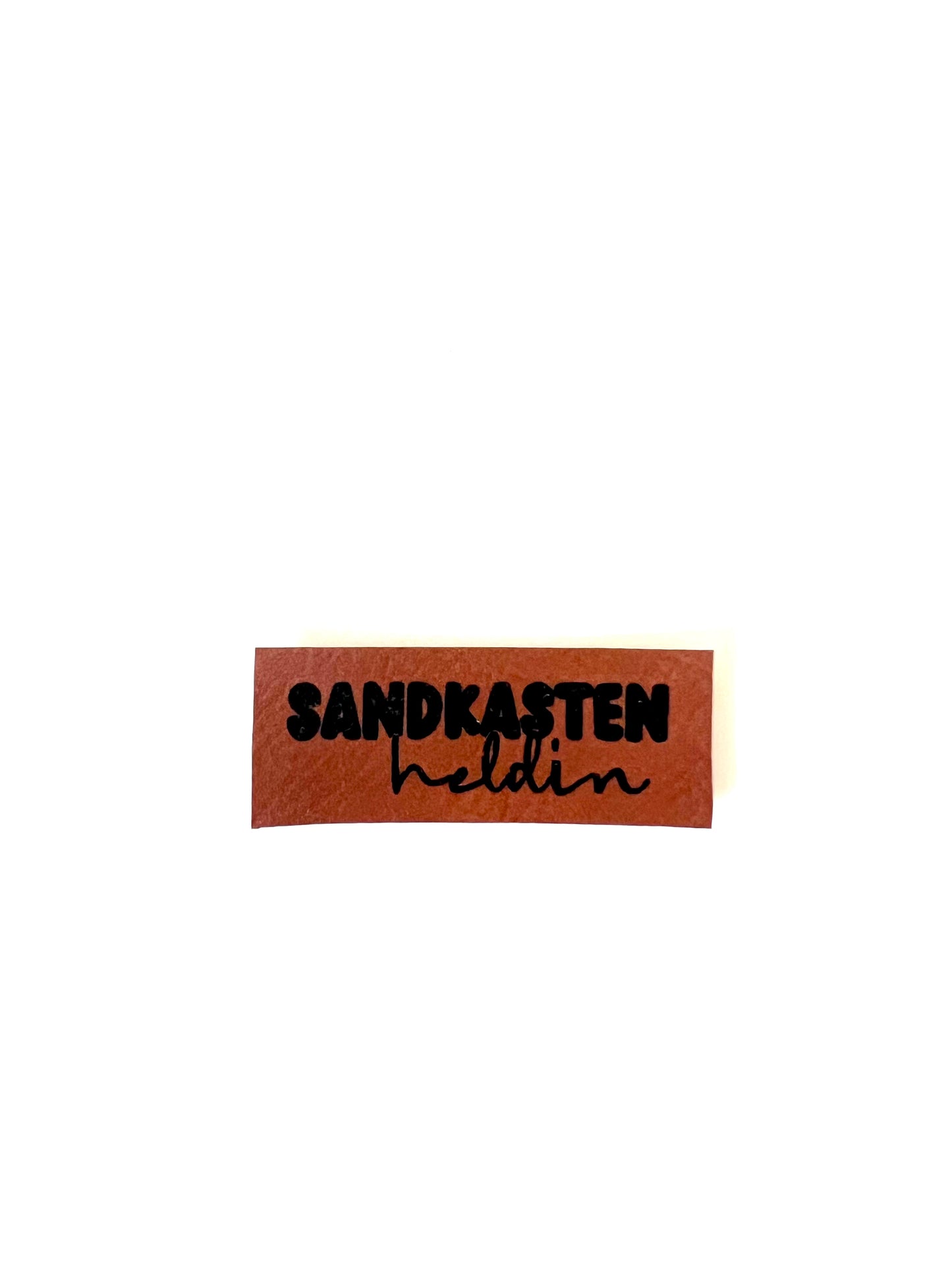Lederlabel "Sandkasten Heldin“ 2 x 5 cm