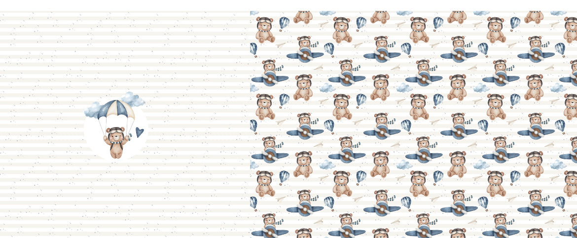 Panel 50 x 150 cm French Terry Eigenproduktion "Fliegerbär"