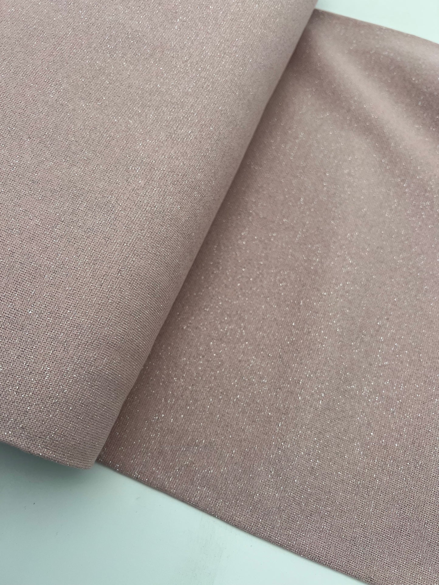 Glitzerbündchen altrosa silberglitzer