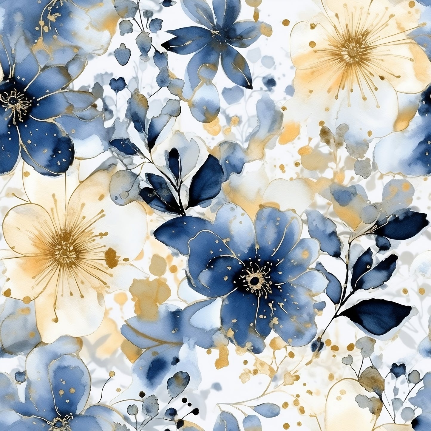 50 cm French Terry Eigenproduktion „Blue Flowers“
