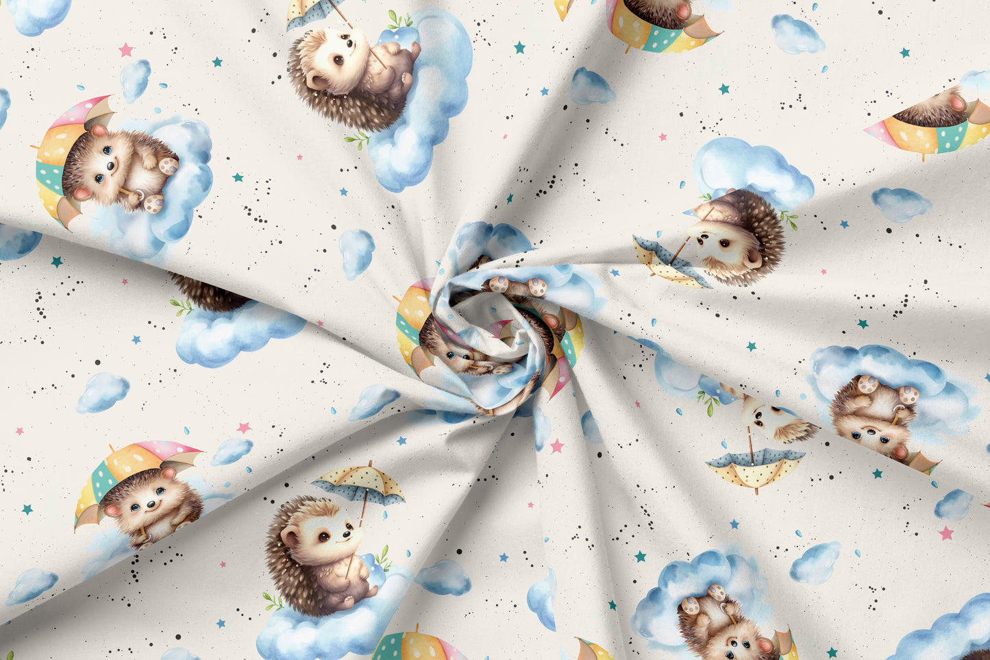 French Terry Eigenproduktion „Igel im Regen“