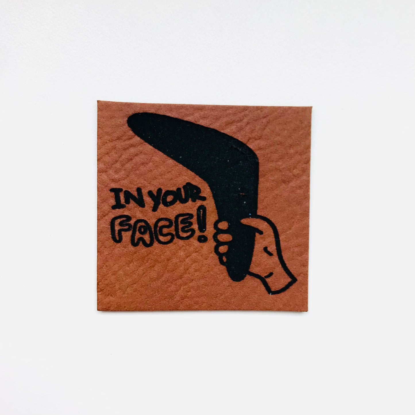 Lederlabel "Face" 4 x 4 cm