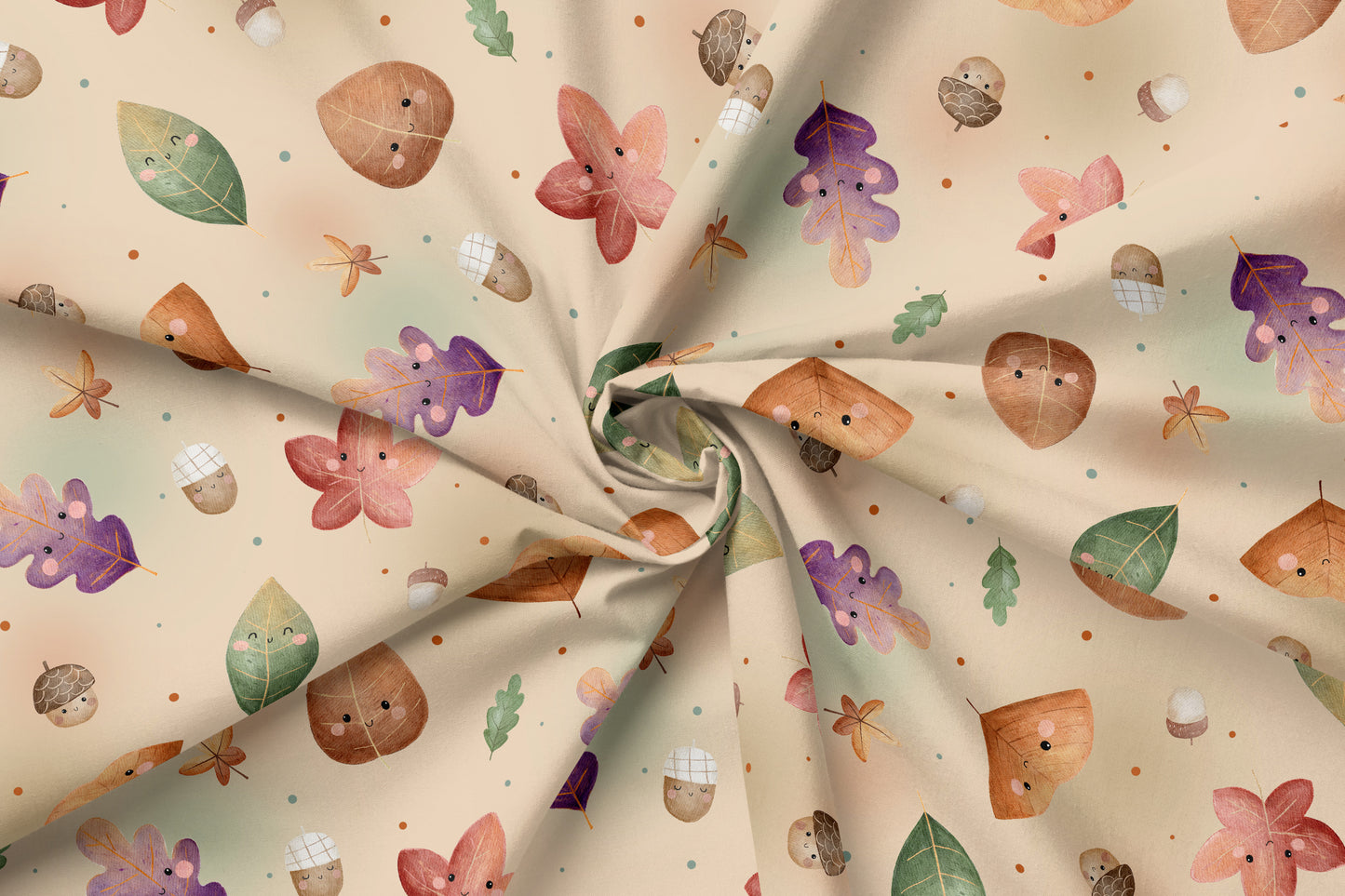 Waffelstrick Jersey light Eigenproduktion "Herbstblätter"