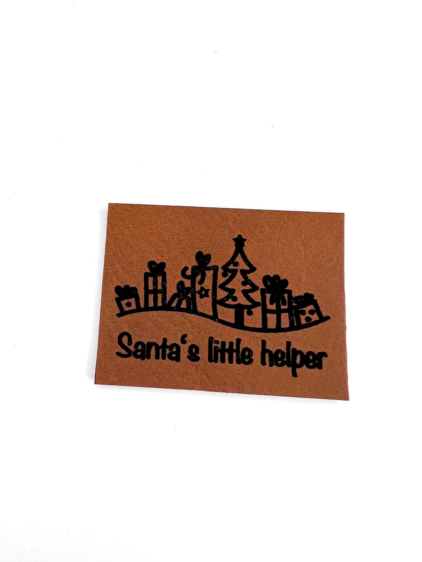 Lederlabel "Santas little helper" 3 x 4 cm