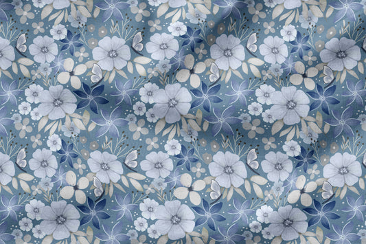 French Terry Eigenproduktion „Blue flowers“