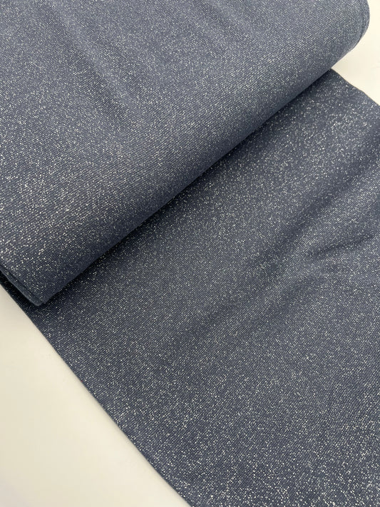 Glitzerbündchen blau silberglitzer