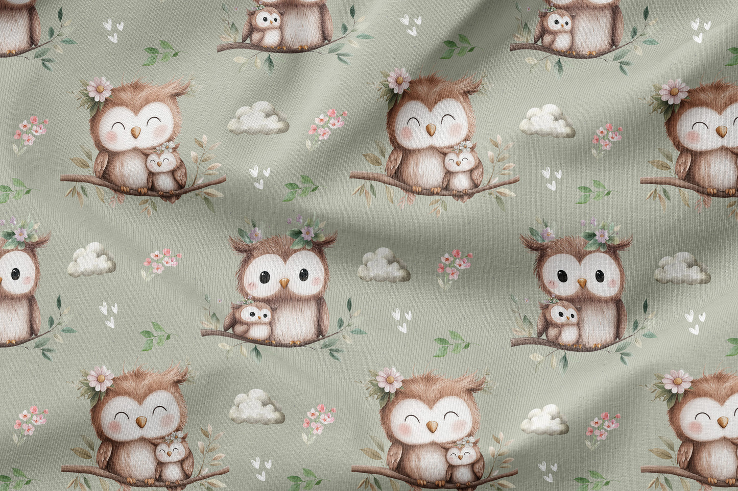 Waffelstrick Jersey light Eigenproduktion "Eule"