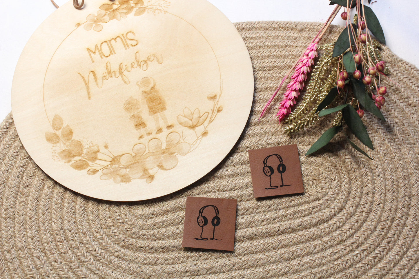 Lederlabel „Kopfhörer" 4 x 4 cm