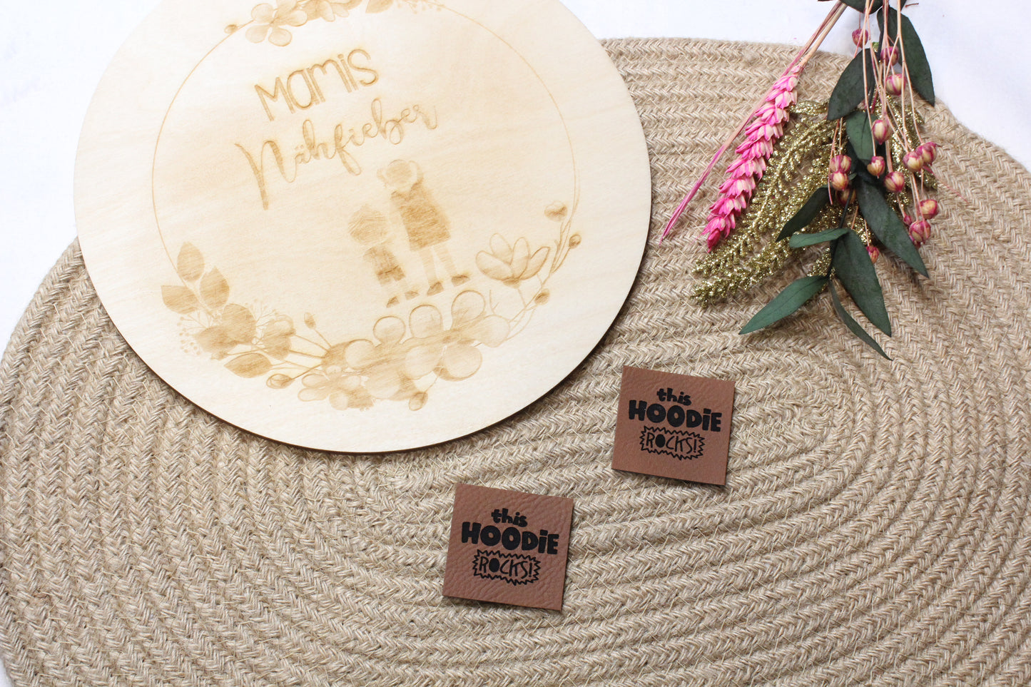 Lederlabel "Hoodie" 4 x 4 cm