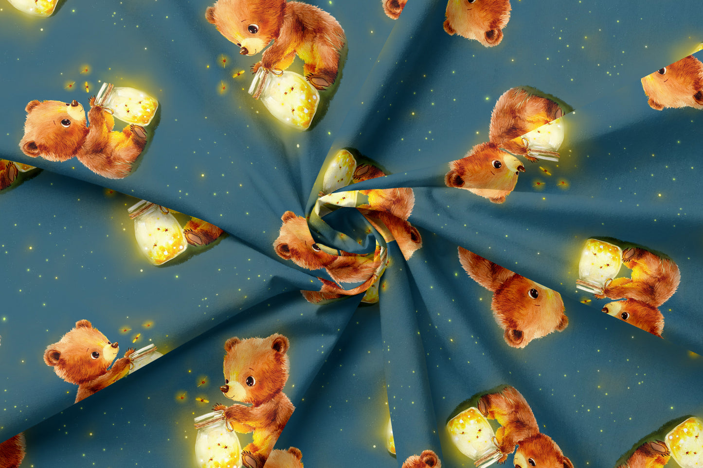 French Terry Eigenproduktion "Bär mit Glühwürmchen“