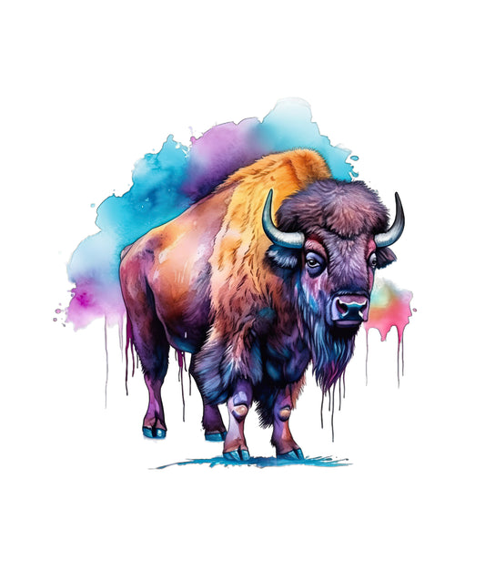 Bügelbild „Bison bunt“