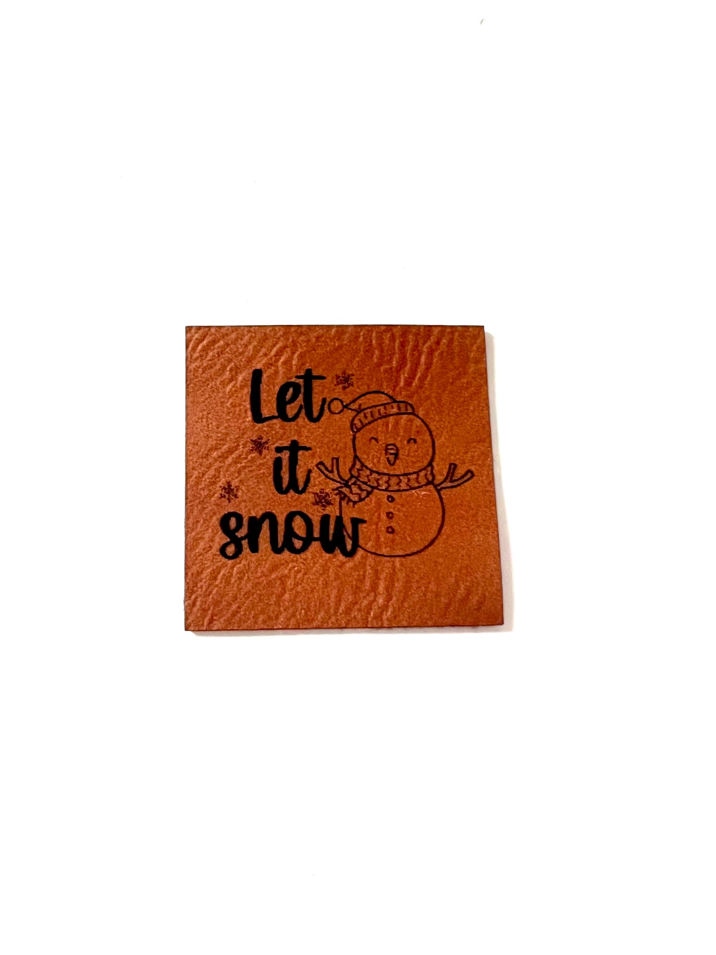 Lederlabel "let it snow" 4 x 4 cm