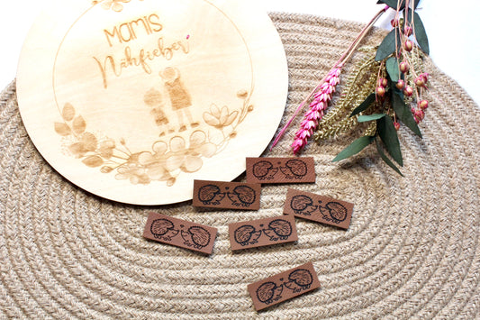 Lederlabel "Igel" 2 x 5 cm