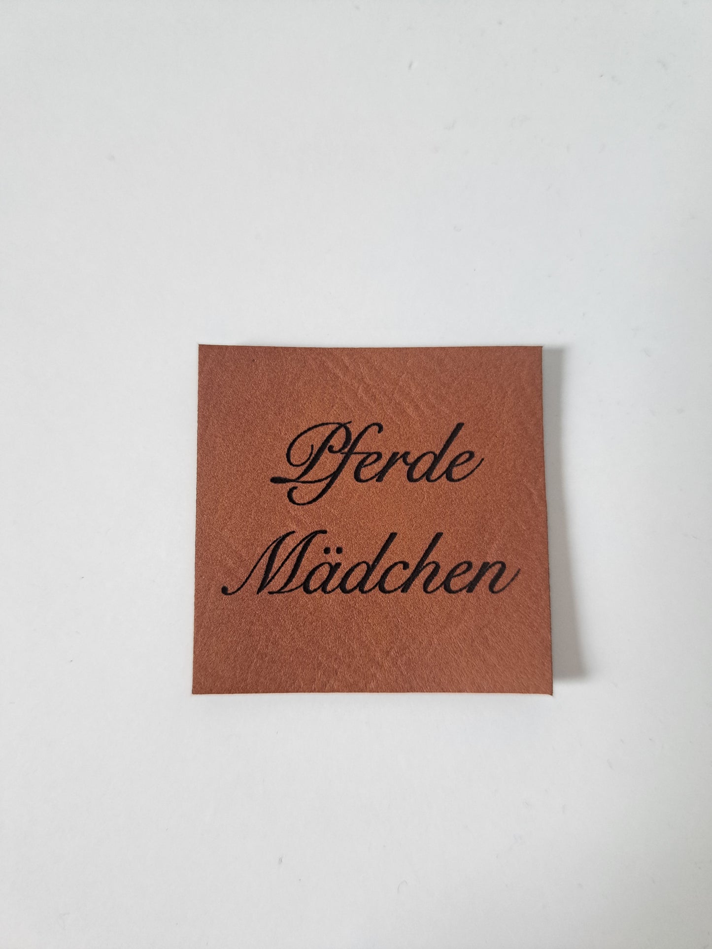 Lederlabel "Pferde Mädchen" 4 x 4 cm