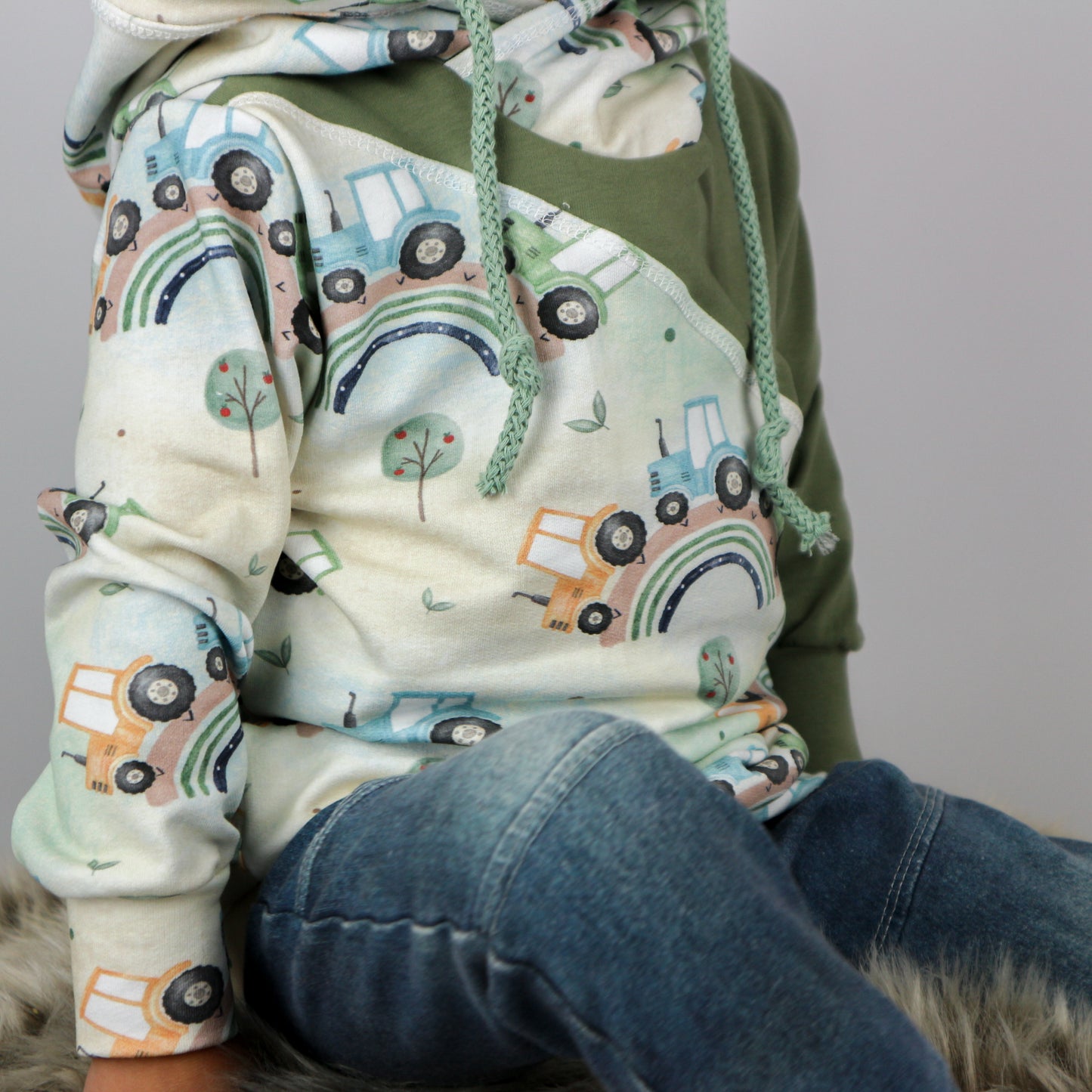 French Terry Eigenproduktion „Traktor blau“