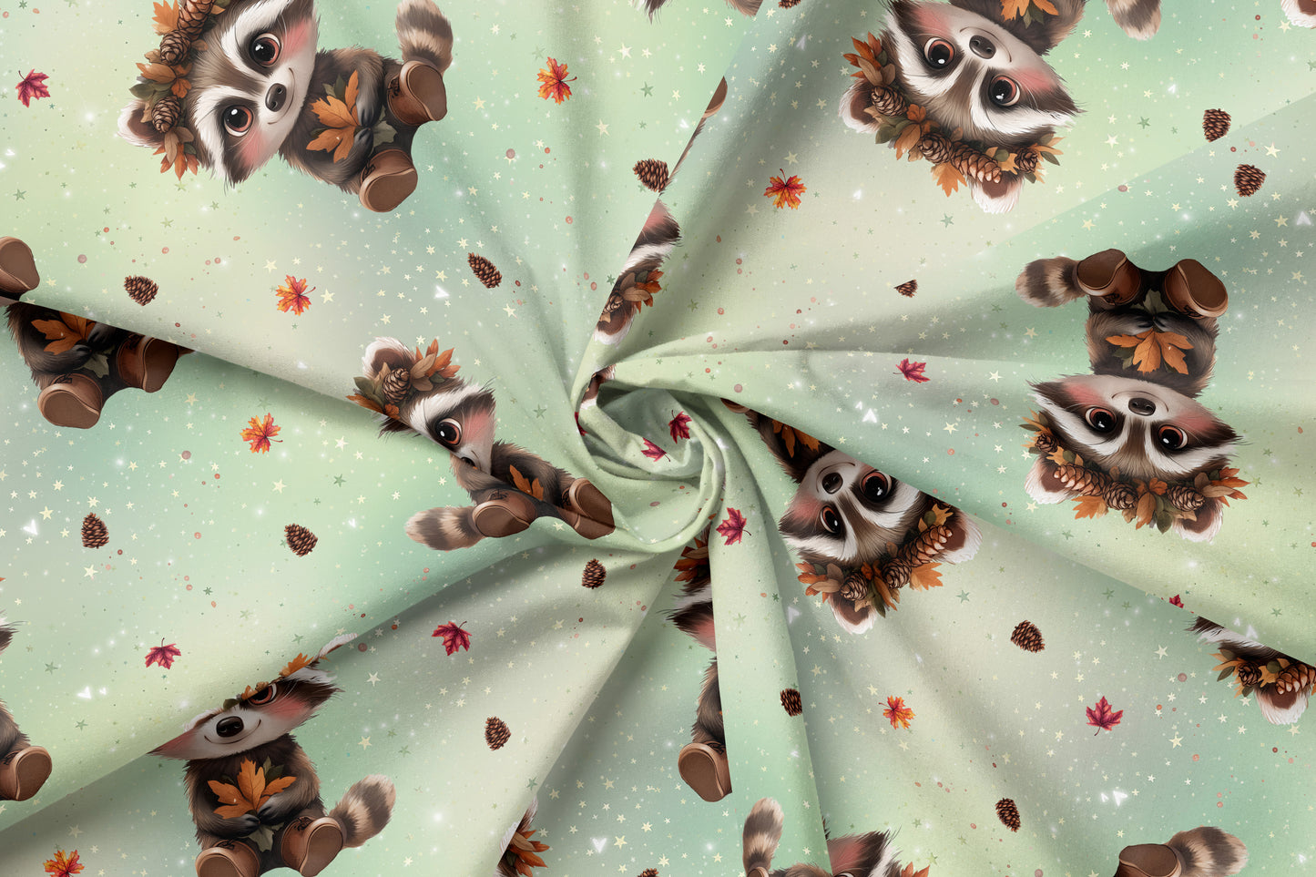 French Terry Eigenproduktion „Waschbär Herbstlich"