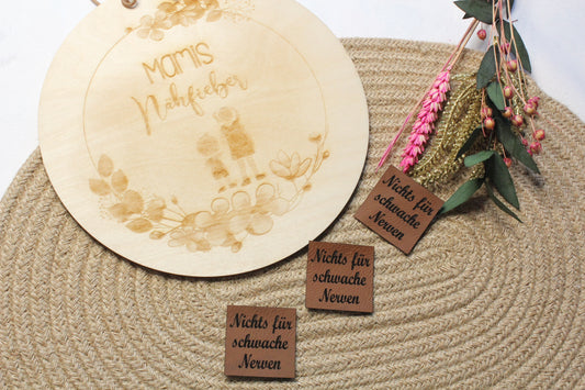 Lederlabel "nichts für schwache Nerven" 4 x 4 cm