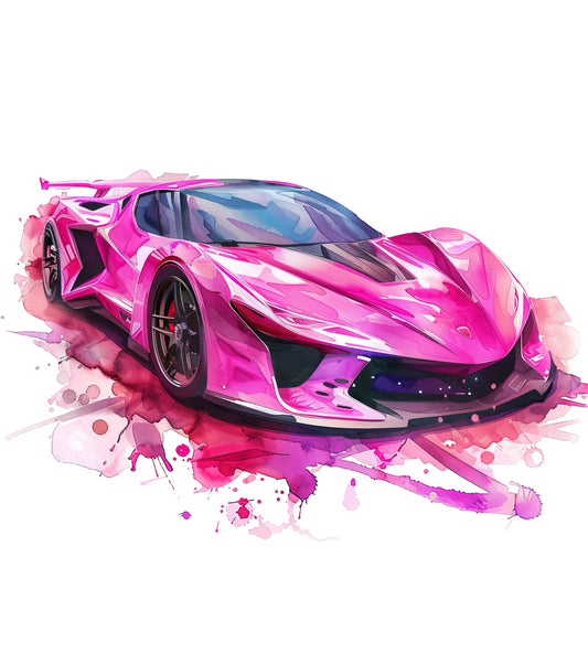 Bügelbild „Auto pink“