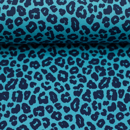 Baumwolle Webware Leonie Aqua/dunkelblau