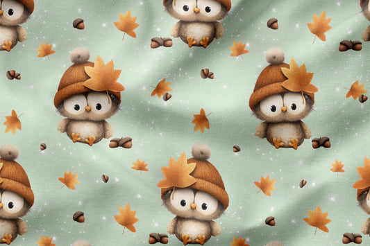 French Terry Eigenproduktion "Eule im Herbst"