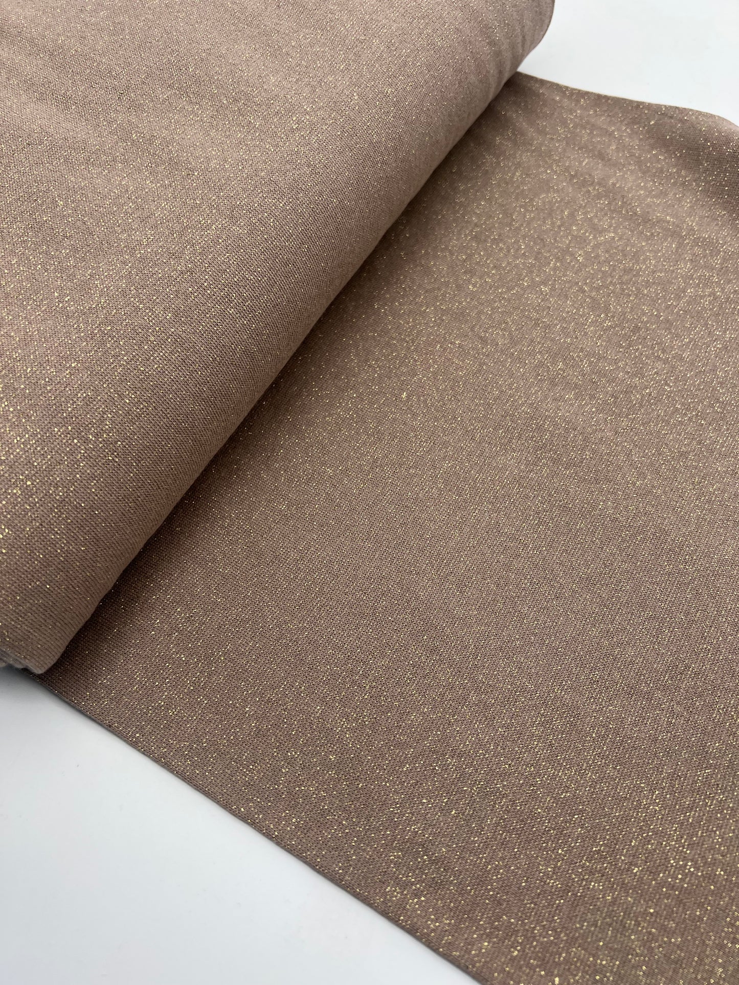 Glitzerbündchen Taupe goldglitzer