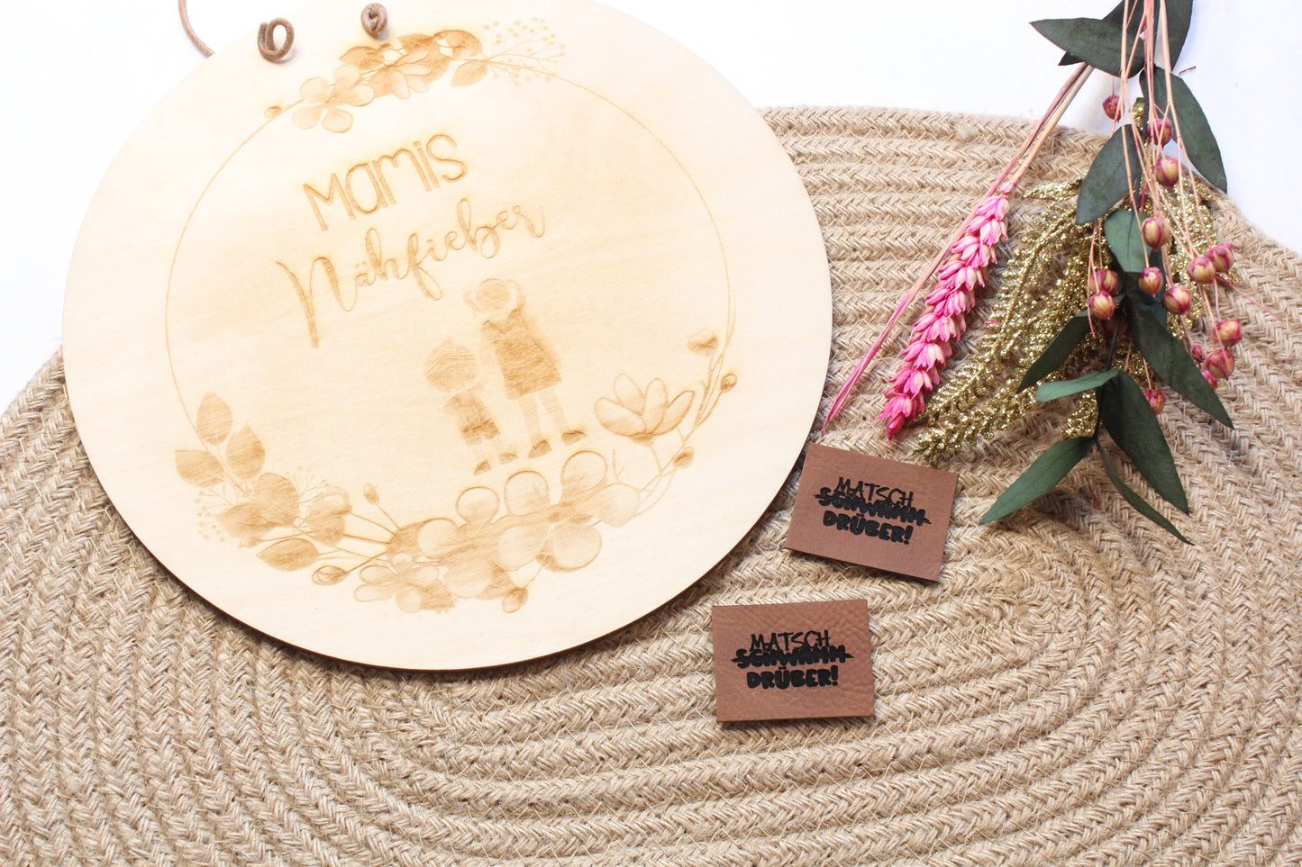 Lederlabel "Matsch drüber" 3 x 4 cm