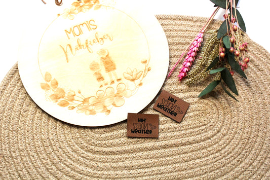 Lederlabel „Hot Schoki weather" 3 x 4 cm