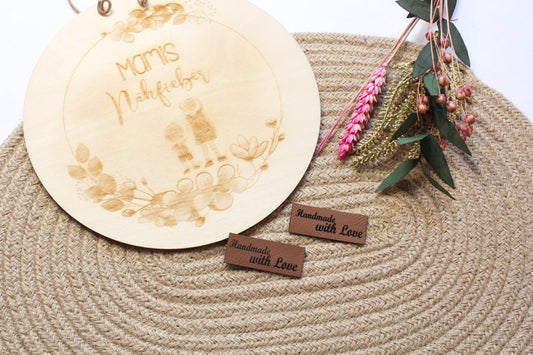 Lederlabel "Handmade With love" 2 x 5 cm