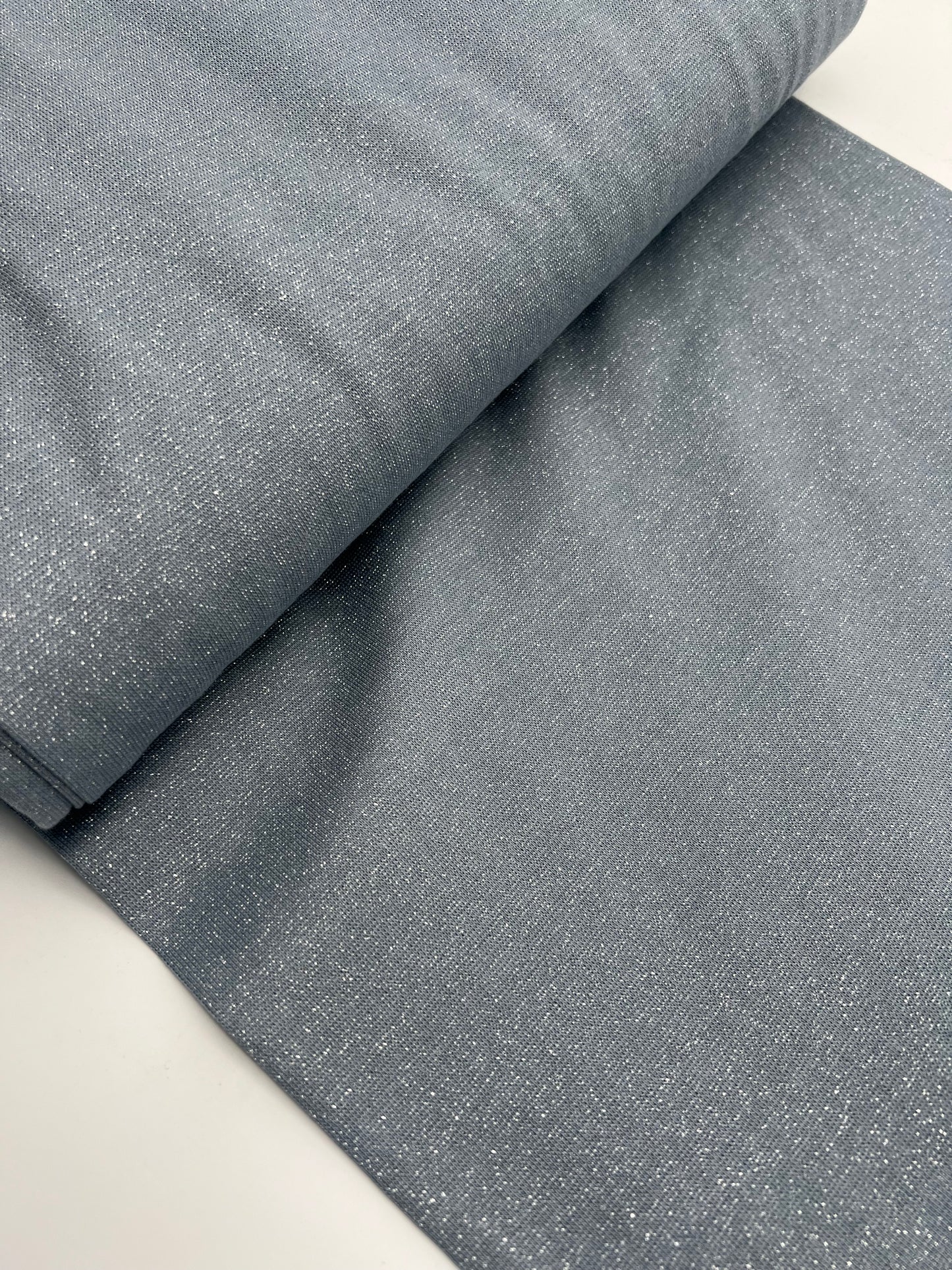 Glitzerbündchen Denim silberglitzer