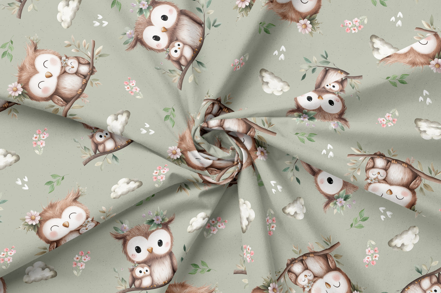 Waffelstrick Jersey light Eigenproduktion "Eule"