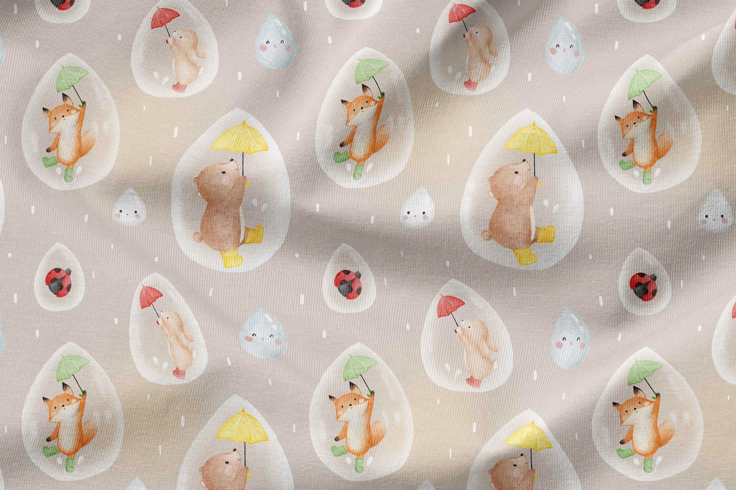 French Terry Eigenproduktion "Animals in Raindrops"