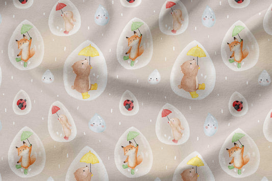 French Terry Eigenproduktion "Animals in Raindrops"