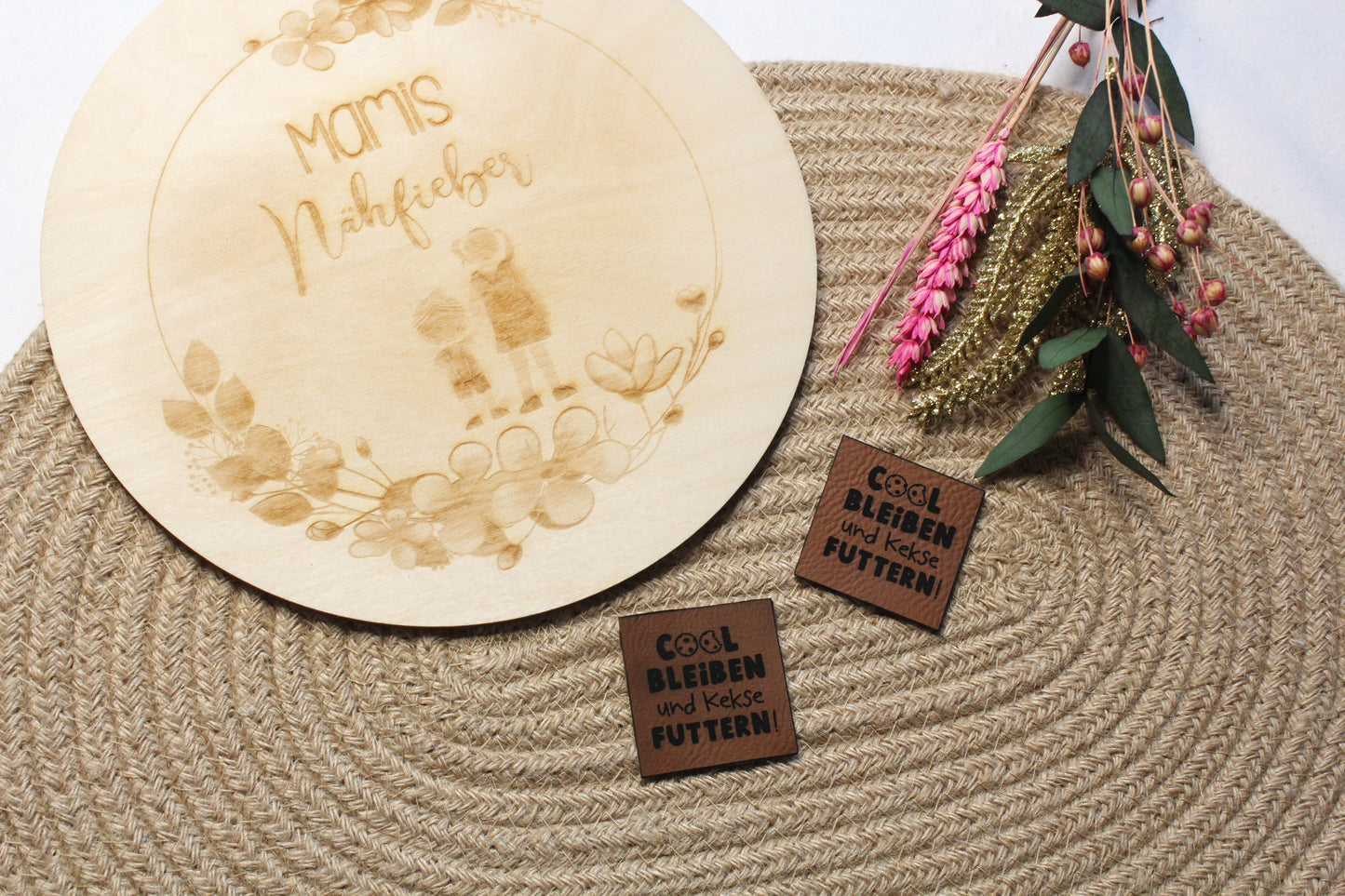 Lederlabel „Kekse essen" 4 x 4 cm