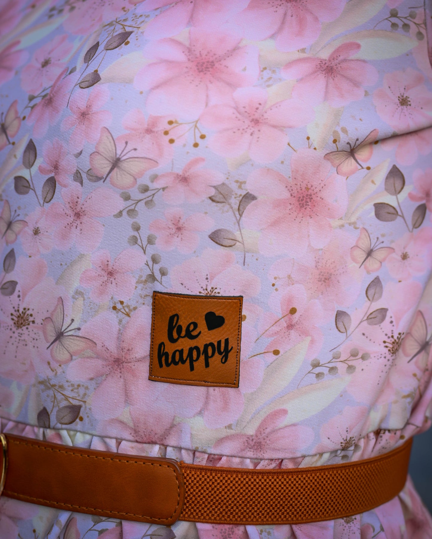 Lederlabel "be happy" 4 x 4 cm