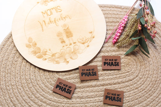 Lederlabel „nur ne Phase" 3 x 4 cm