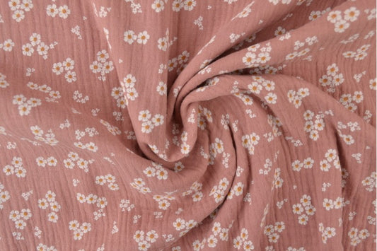 Musselin Blümchen dunkles altrosa