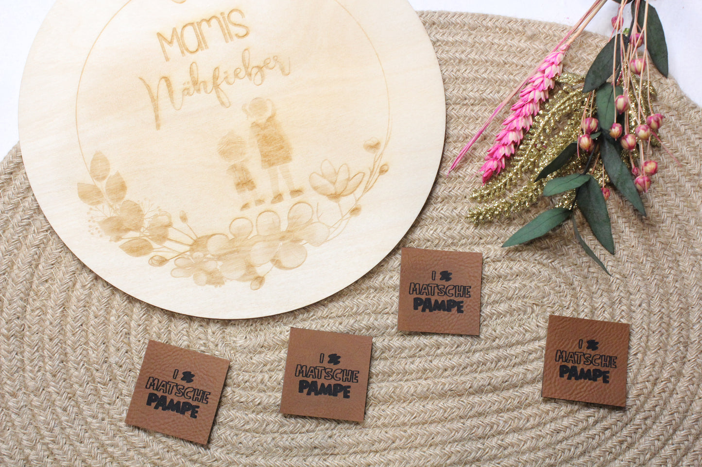 Lederlabel „Matsche Pampe" 4 x 4 cm