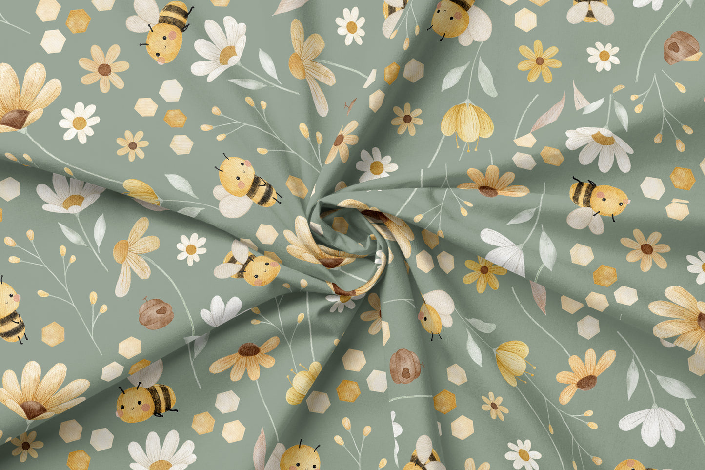 Waffelstrick Jersey light Eigenproduktion "Biene"