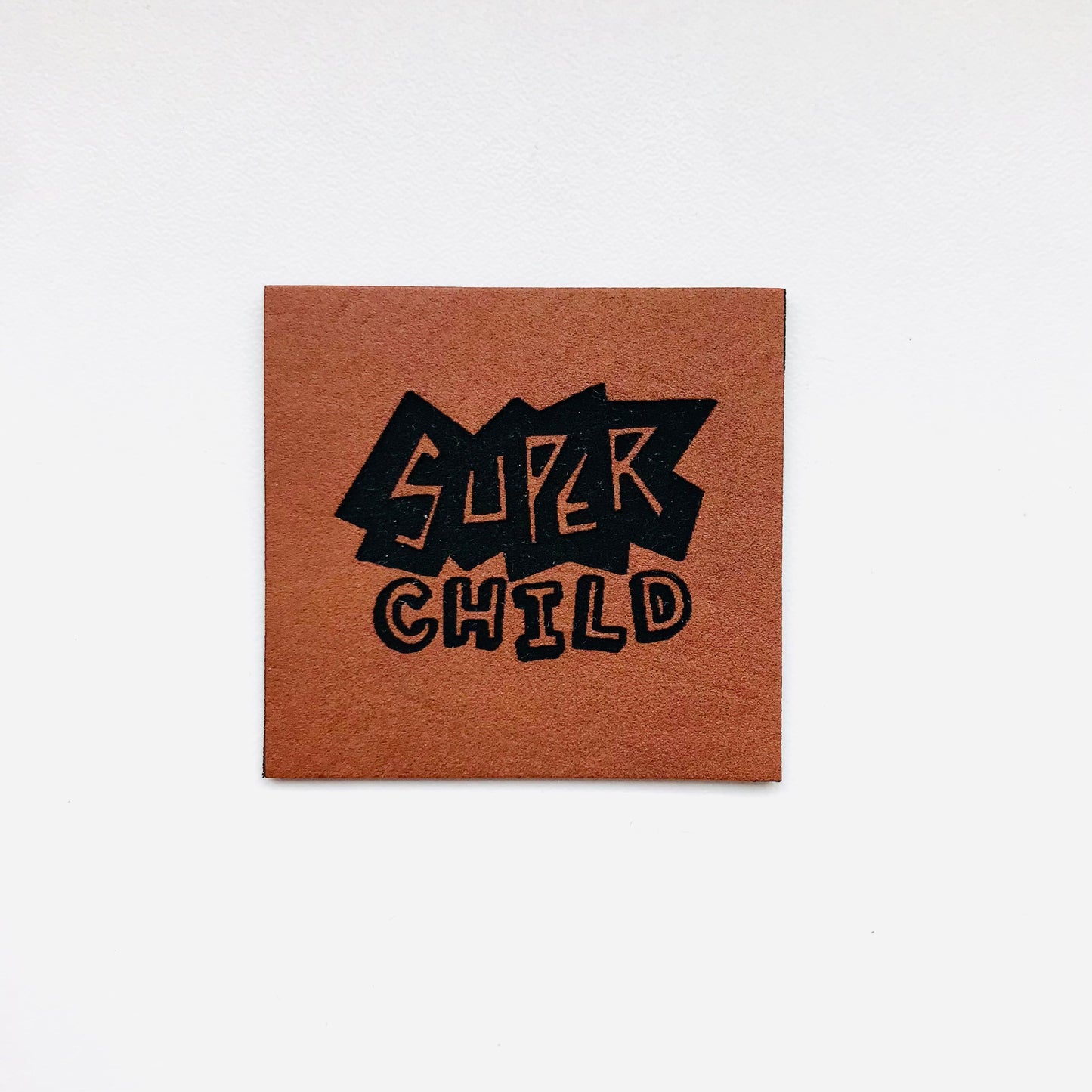 Lederlabel "Super Child" 4 x 4 cm
