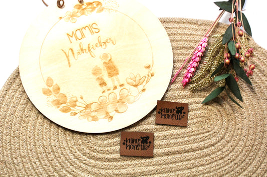 Lederlabel „kleines Monster" 3 x 4 cm