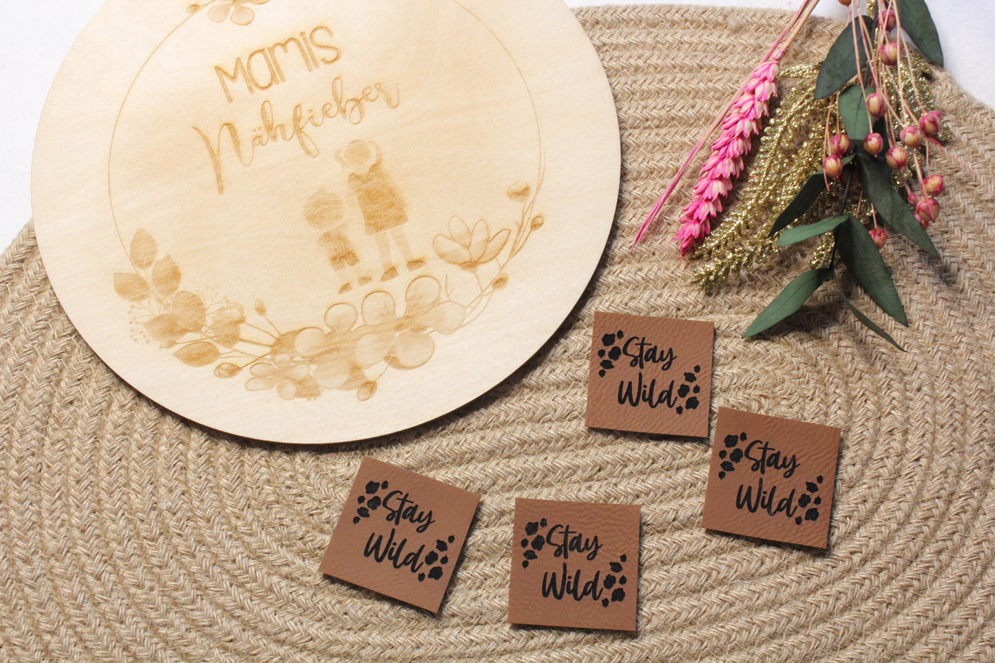 Lederlabel "Stay Wild" 4 x 4 cm