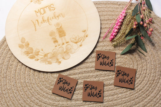 Lederlabel "Stay Wild" 4 x 4 cm