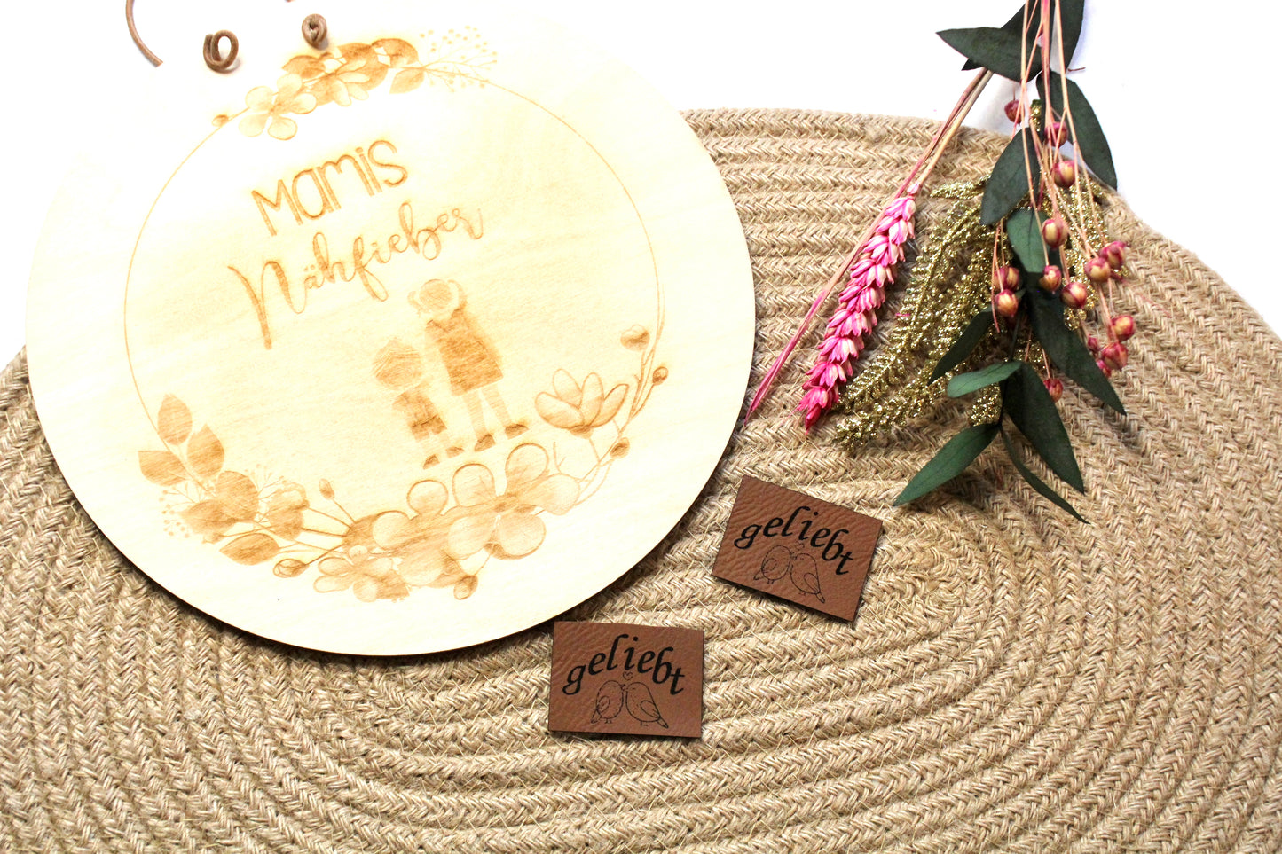 Lederlabel „geliebt" 3 x 4 cm