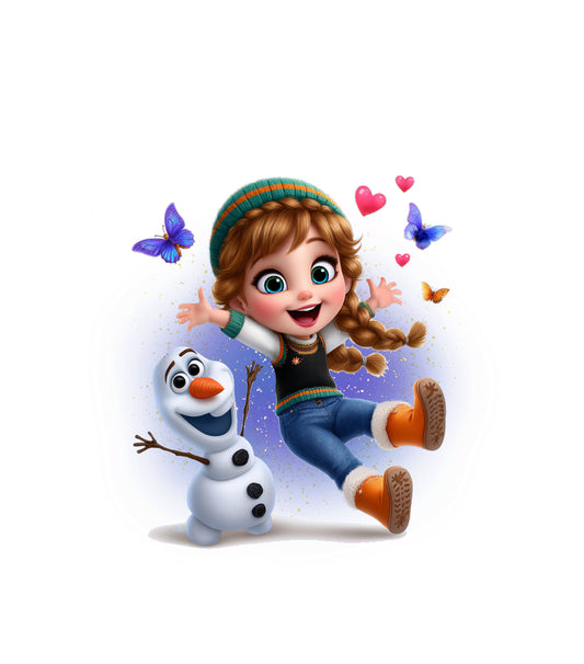 Bügelbild „Mädchen und Schneemann“