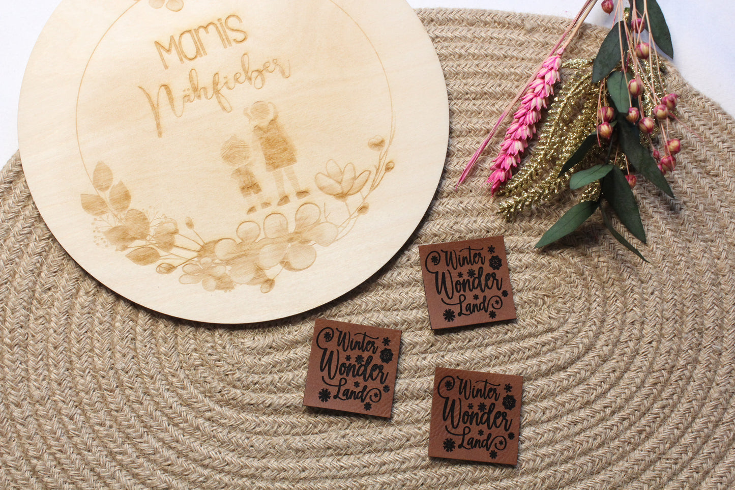 Lederlabel „Winter Wonderland" 4 x 4 cm