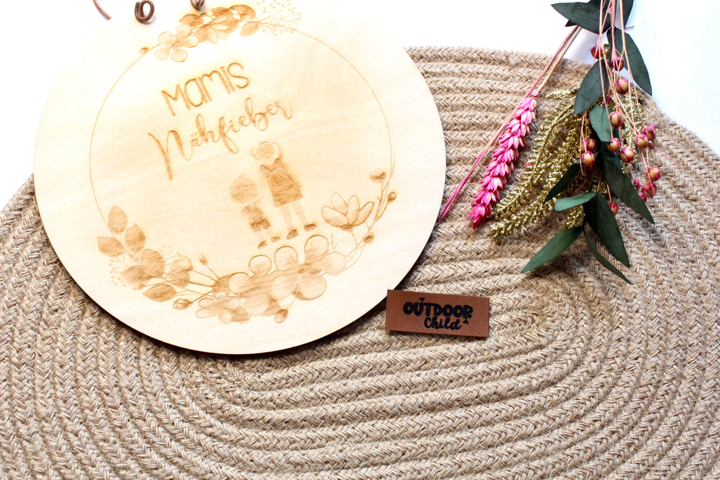 Lederlabel "Outdoor Child" 2 x 5 cm