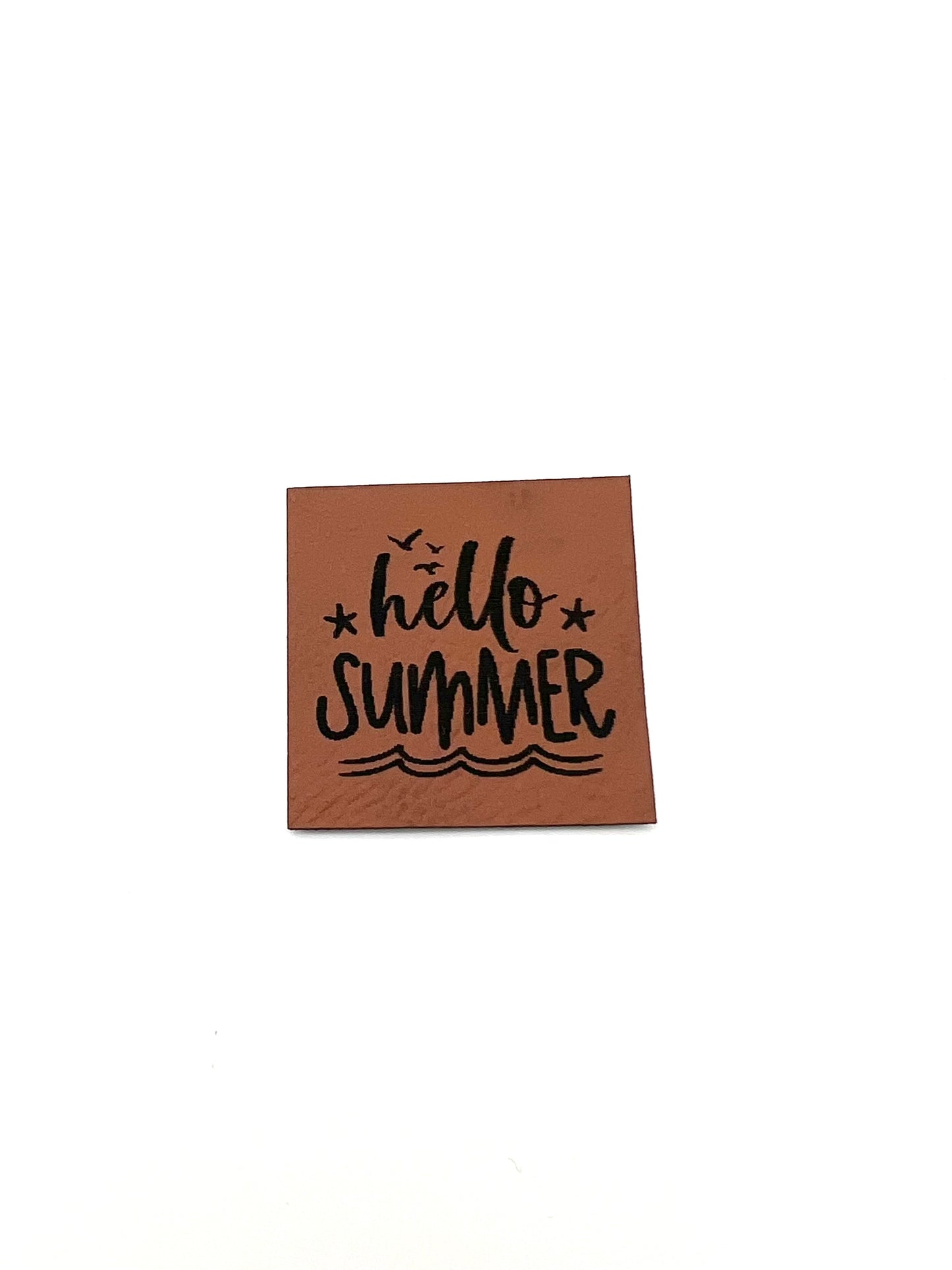 Lederlabel "hello summer" 4 x 4 cm