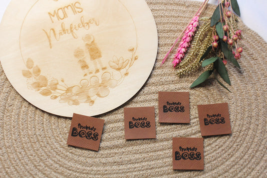 Lederlabel „Spielplatz Boss“ 4 x 4 cm